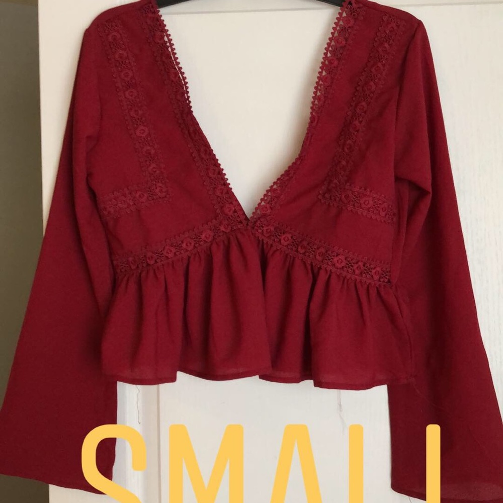 Red v-neck crop top